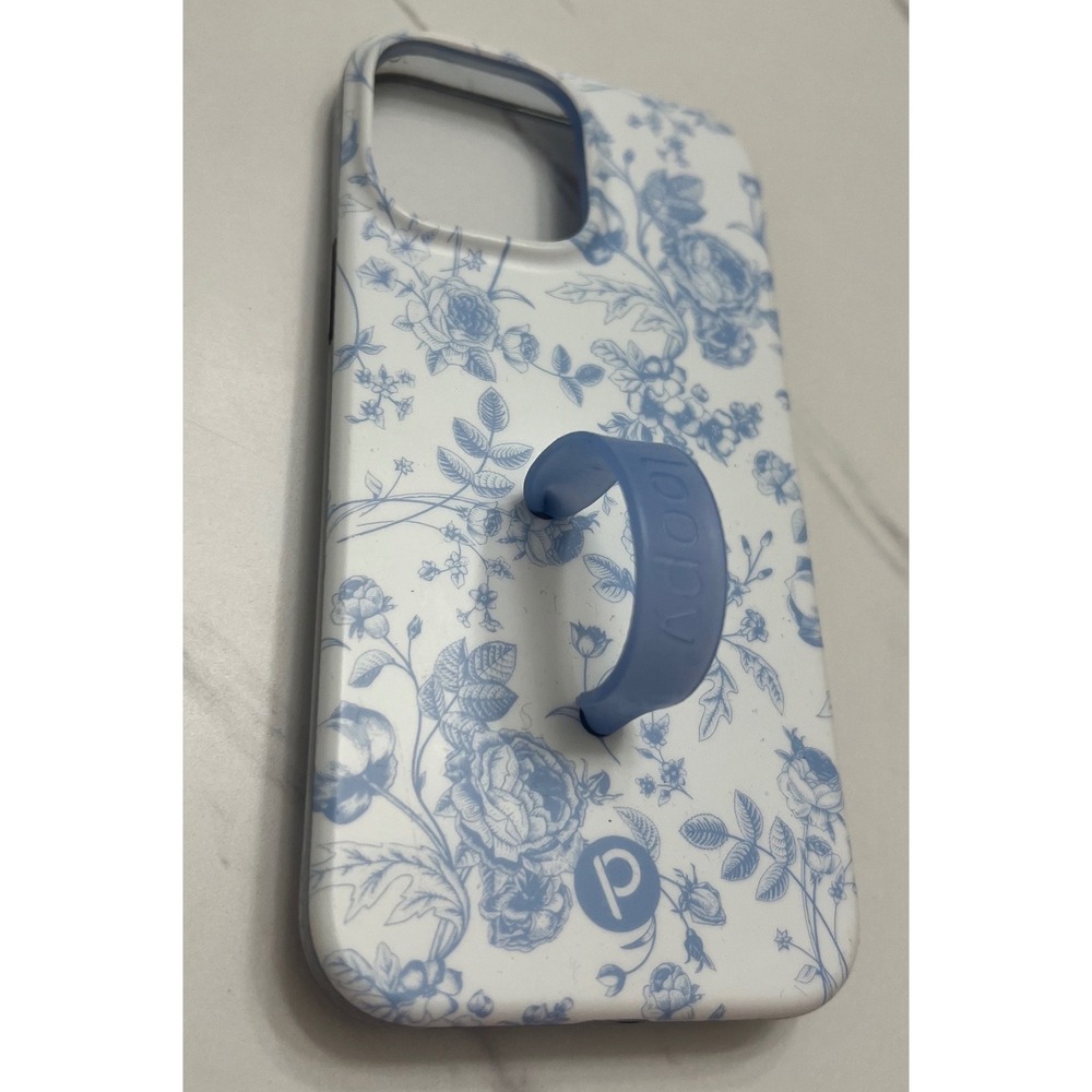 Loopy Cases iPhone 13 12 Pro Max Case Blue White Floral Toile Right Handed